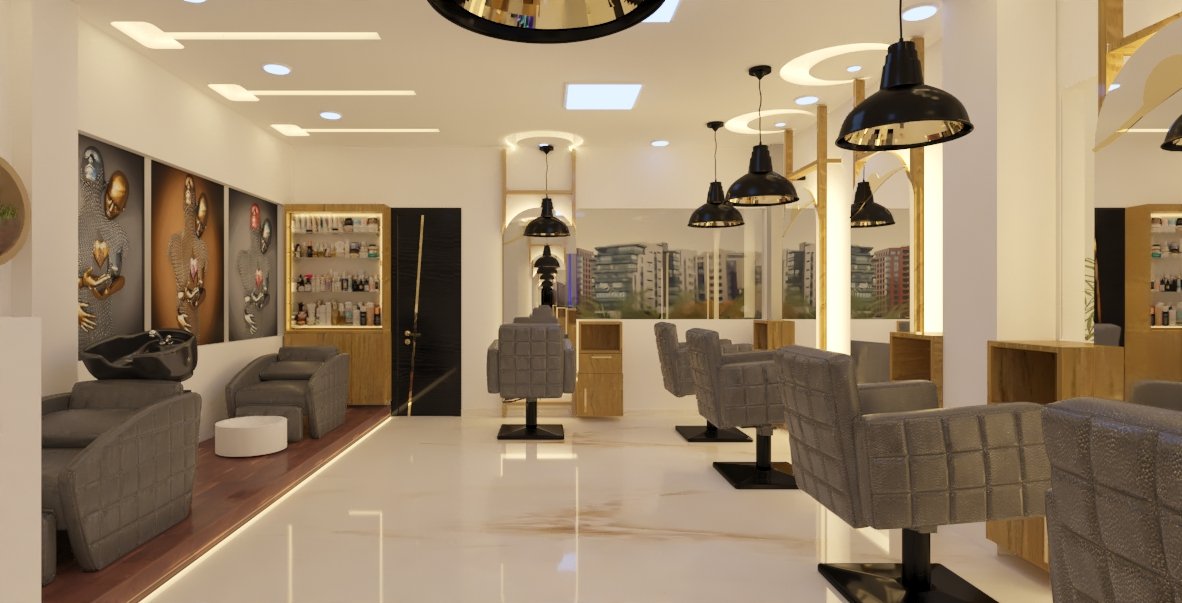 Luxury beauty salon styling station interior
